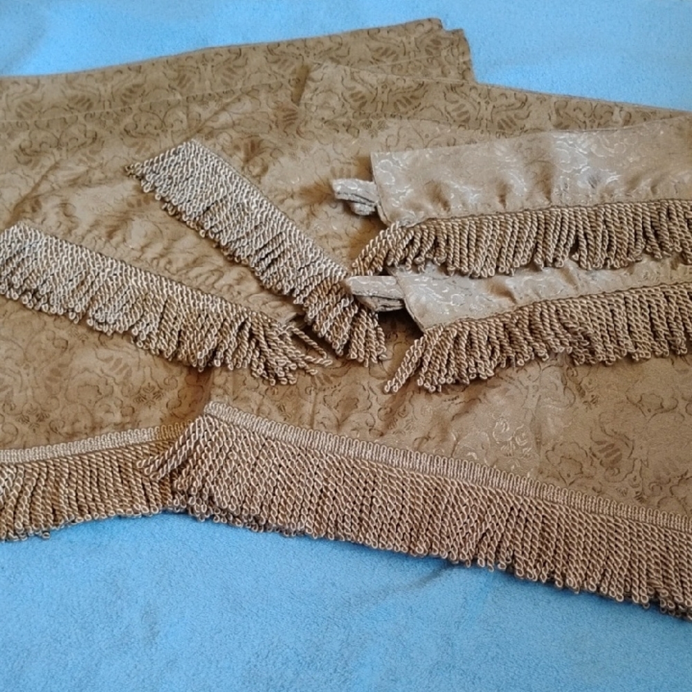 Source Unknown Elegant Brown Curtains with Fringe